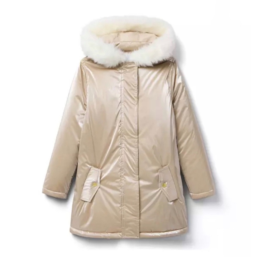 Brand New Janie & Jack Toddler Girl Gold Metallic Puffer Coat, Size 3-4, NWT - Picture 2 of 5